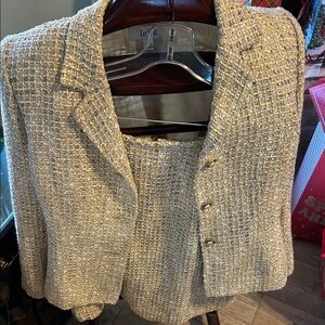 Le Suit Women's Gold Tweed Blazer